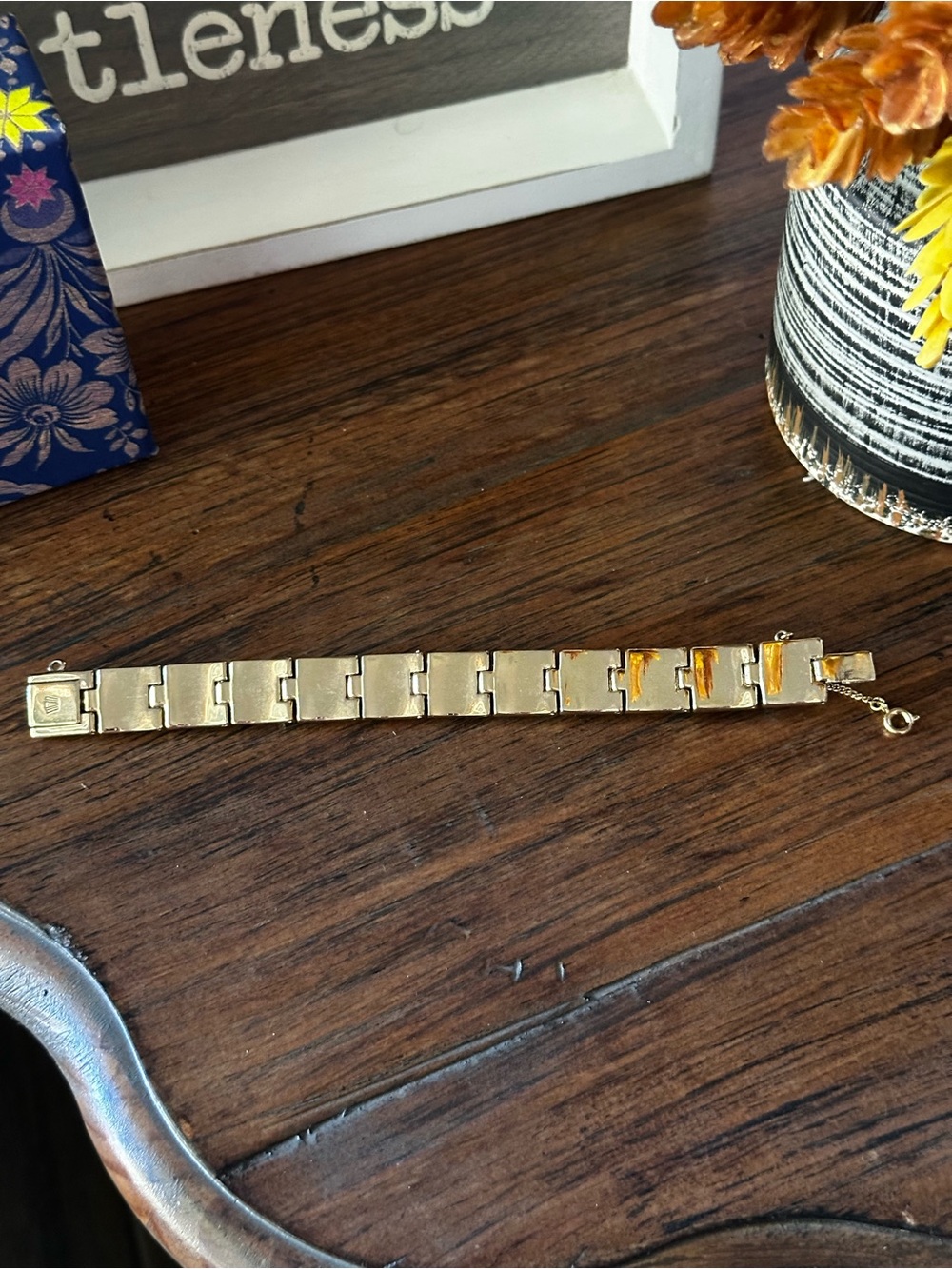 Henri Bendel matching Gold and Blue Earrings & Bracelet - Picture 8 of 15